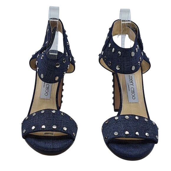Jimmy Choo Women's Blue Denim Studded Slingback Sandals Vintage Size 9.5